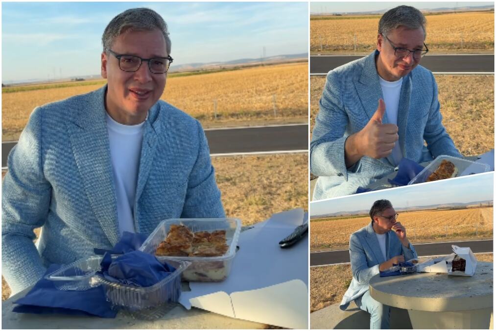 (VIDEO) "KAKO ĆEMO DA JEDEMO, SAM BOG ZNA" Vučić krenuo u Sremsku Mitrovicu, stao na parking, pa izvadio gibanicu i Doboš tortu