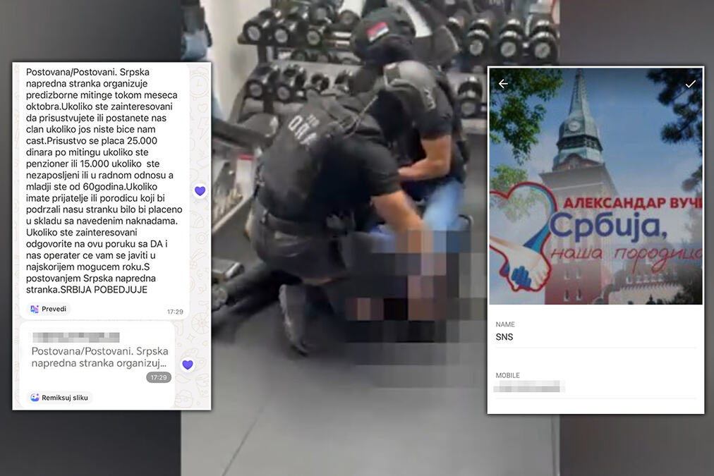 (FOTO, VIDEO) NAPRAVIO LAŽNI VIBER SA LOGOM SNS, PA NUDIO NOVAC ZA MITINGE! Policija ga uhapsila pod punom opremom usred teretane!