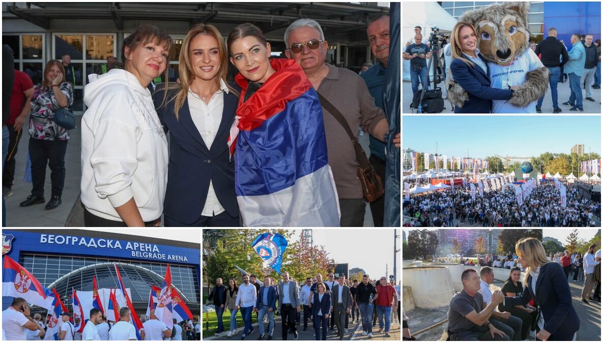 Vučić na mitingu u Areni, uz podršku Snežane Savić