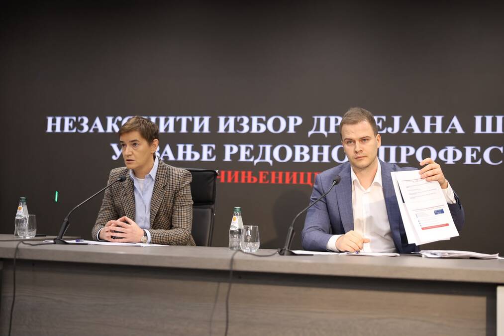Brnabić i Jakšić: "'Studentska lista' najveća prevara"; "Dejan Šoškić falsifikovao zvanje redovnog profesora"