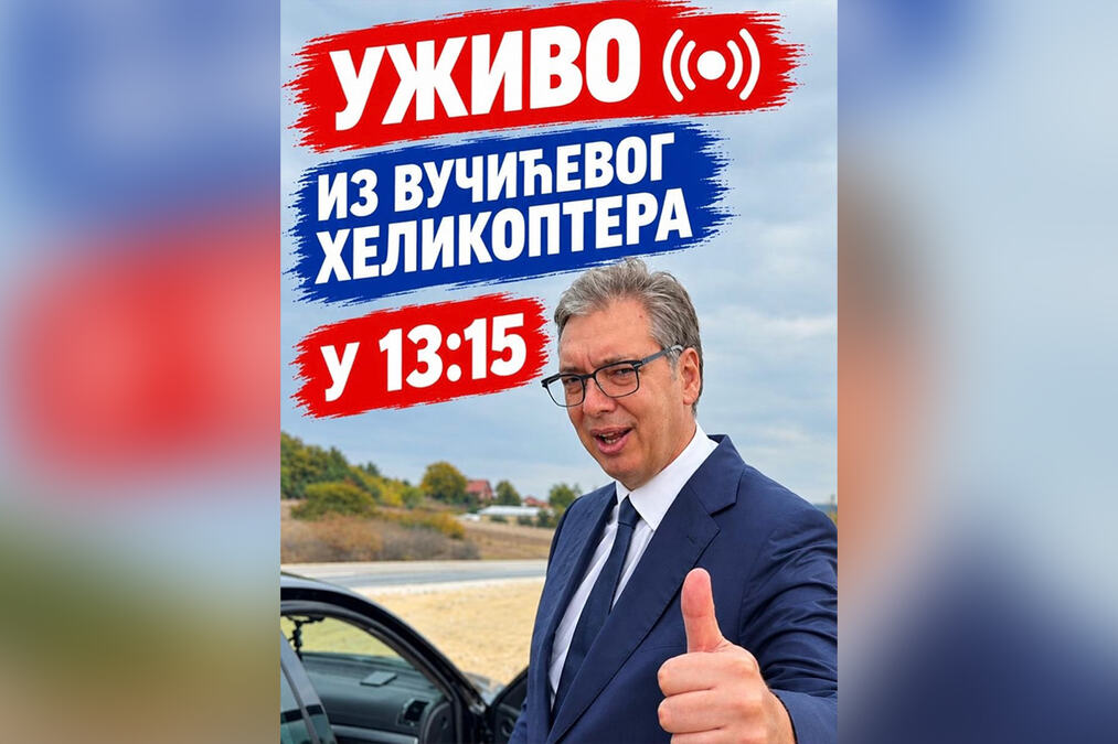 Vučić iz helikoptera odgovorio na „blokaderske laži“ i najavio društvene mreže