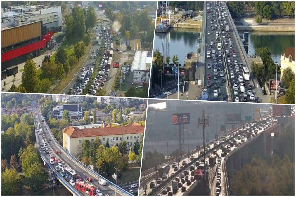NAJVEĆA GUŽVA KA NOVOM BEOGRADU KOD UŠĆA I NA PLAVOM MOSTU: Ovo su slike jutarnjeg špica u Beogradu (FOTO)