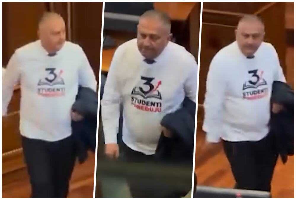 DIREKTNA PODRŠKA IZ PRIŠTINE! Rašićev poslanik Lazar Radulović u kosovskom parlamentu šeta u majici "Studenti pobeđuju"! SVE MASKE SU PALE! (VIDEO)