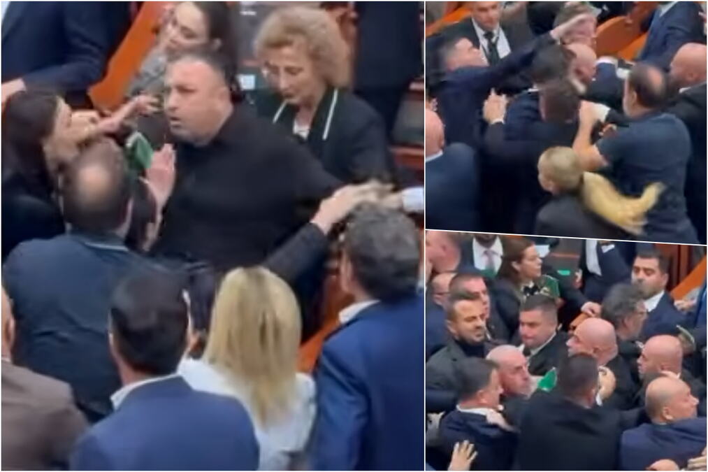 OPŠTA MAKLJAŽA U ALBANSKOM PARLAMENTU! Poslanik nasrnuo na bivšeg ministra, pa izbila masovna tuča vlasti i opozicije, dramatični snimci haosa (VIDEO)