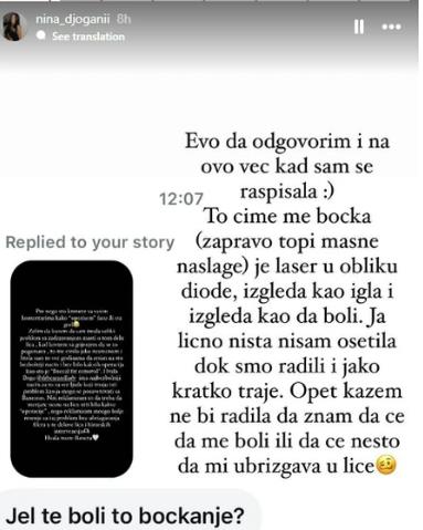 Nina Đogani isisala salo iz obraza