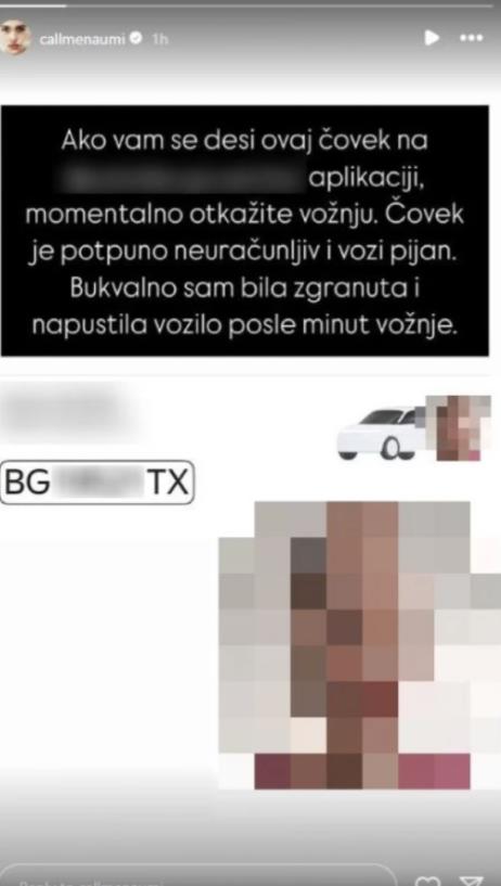 Mina Naumović doživela neprijatnost u taksiju