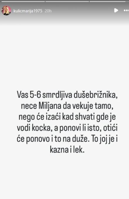 "TO JOJ JE LEK I KAZNA" Marija se oglasila dok je Miljana na lečenju u psihijatrijskoj bolnici, otkrila koliko će Kulićka ostati tamo, nastao haos