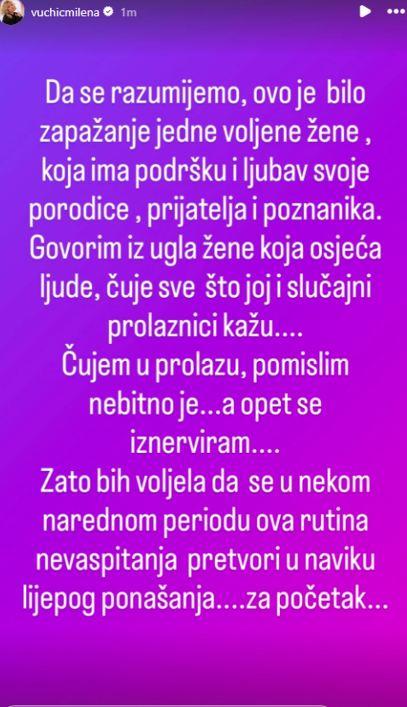 Milena Vučić dobija ružne komentare na Instagramu