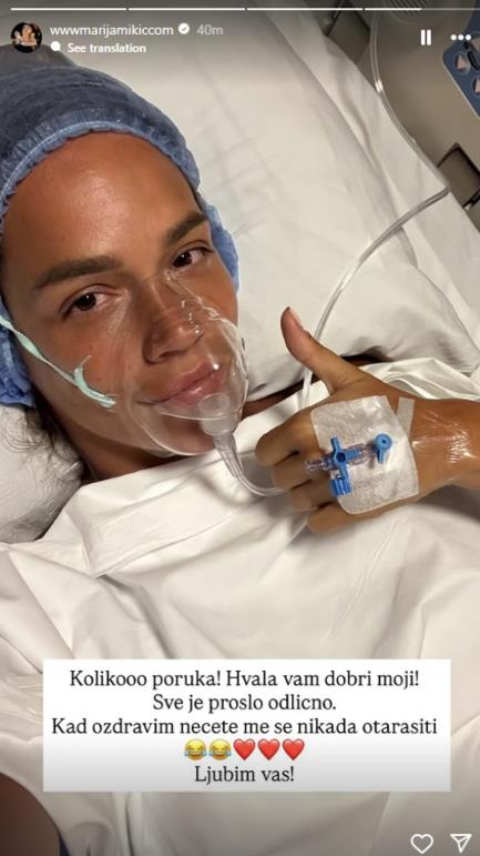 Marija Mikić u bolničkom krevetu nakon operacije