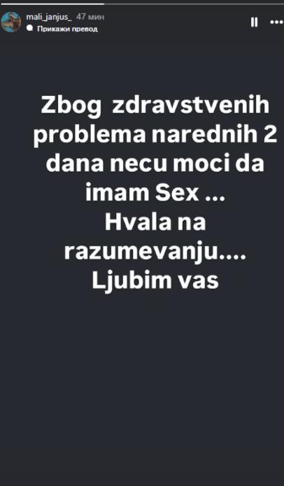 "POSLE HITNE OPERACIJE NEĆU MOĆI DA IMAM ODNOSE" Janjuš otkrio zdravstvene probleme, ulazak u Elitu doveden u pitanje!