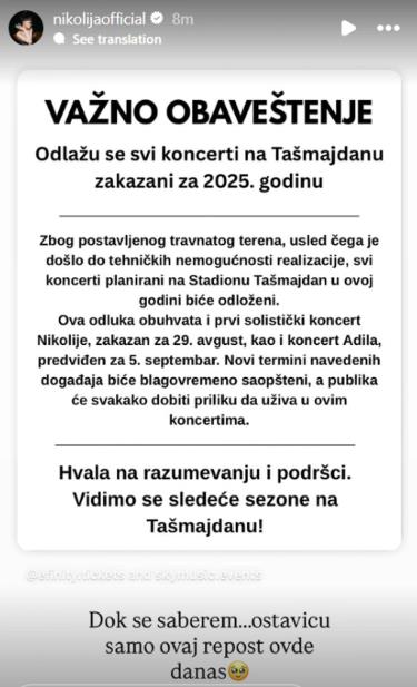 Nikolija Jovanović se oglasila nakon otkazivanja koncerta
