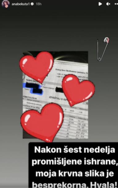 Ana Bekuta objavila lekarske rezultate
