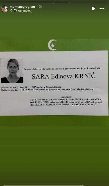 Sara Krnić umrlica