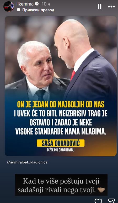 Objava Ilića o Obradoviću