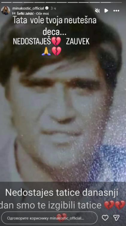 Mina Kostić neutešna zbog oca