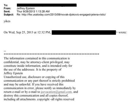 Džefri Epstajn reagovao na veridbu Novaka Đokovića