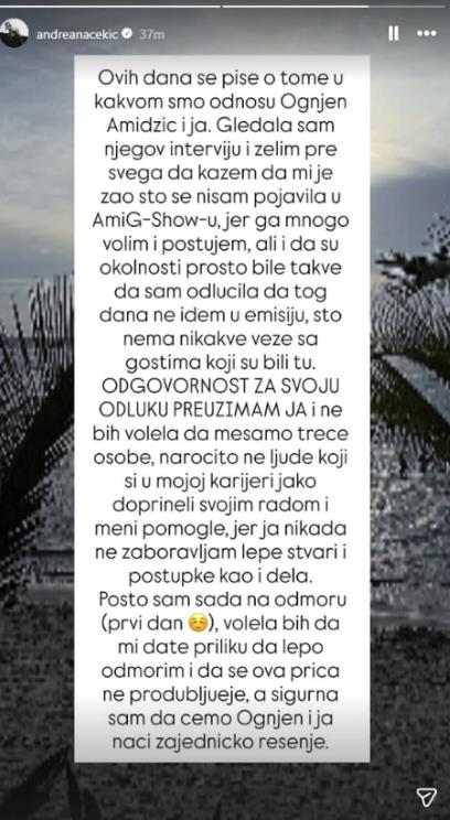 Oglasila se Andreana Čekić