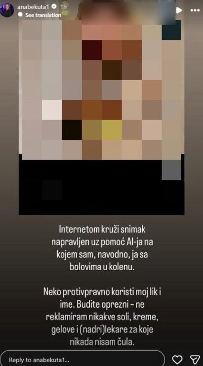 Ana Bekuta se oglasila