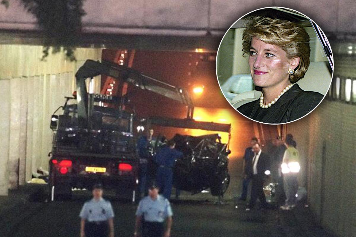 Princeza Dajana, smrskan auto, kolaž fotografija