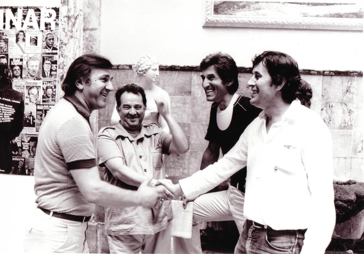 Šiba Krvavac (desno), Ljubiša Samardžić (u sredini) i Velimir Bata Živojinović (levo) u Puli