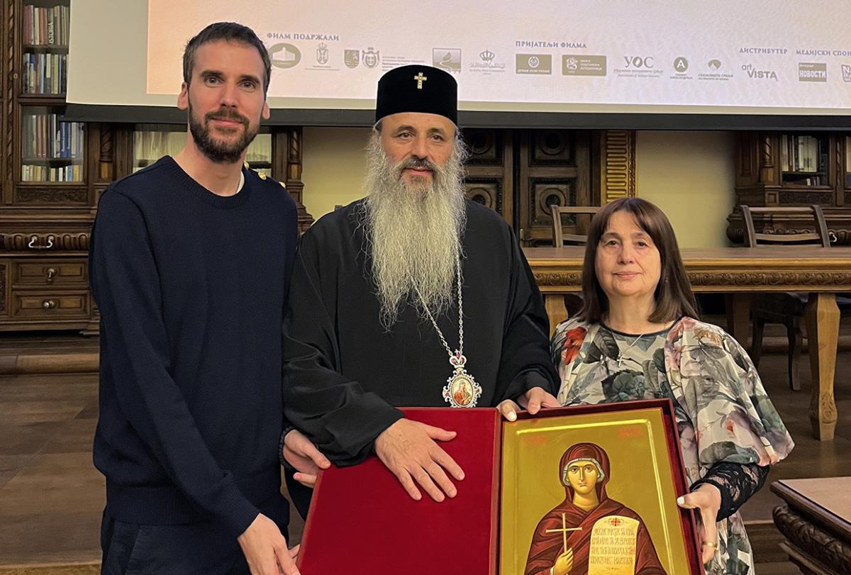 Ljiljana Habjanović Đurović sa sinom i mitropolitom Teofanom