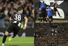 Ognjen Ugrešić proslavlja gol na meču Partizan - AEK