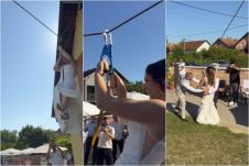 Mlada se sajlom spušta s balkona na svadbi u Hrvatskoj