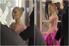 Ariana Grande na premijeri filma Wicked: For Good u Njujorku u roze haljini, zabrinula javnost zbog mršavog izgleda.