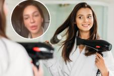 Feniranje, devojka suši kosu fenom