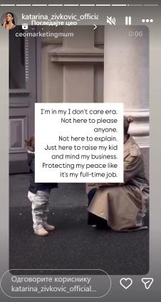 Poruka Kaće Živković na Instagramu