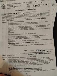 Izveštaj lekara D. S. nakon što ju je muž zverski pretukao