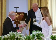 Melanija Tramp u ružičastoj Dior haljini na državnoj večeri sa kraljem Čarlsom i kraljicom Kamilom