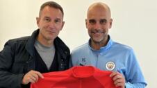 Aleksandar Janković u društvu Pepa Gvardiole tokom posete Mančester sitiju