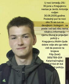 Antonije Jevtić, Kragujevac, nestao