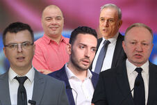 Miloš Parandilović  Goran Ješić, Pavle Grbović, Ponpš, Đilas.jpg