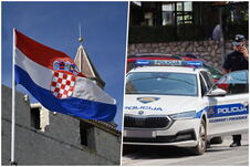 zastava Hrvatske i automobil hrvatske policije