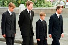 Princ Vilijam, Čarls Spenser, princ Hari i princ Čarls na sahrani princeze Dajane