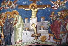 Raspeće Hristovo, freska iz manastira Visoki Dečani nastala oko 1340. godine