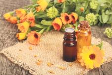 stockphotoaromatherapyessentialoilwithfreshmarigoldflowersonoldwoodenbackgroundcalendulaoil720735769.jpg