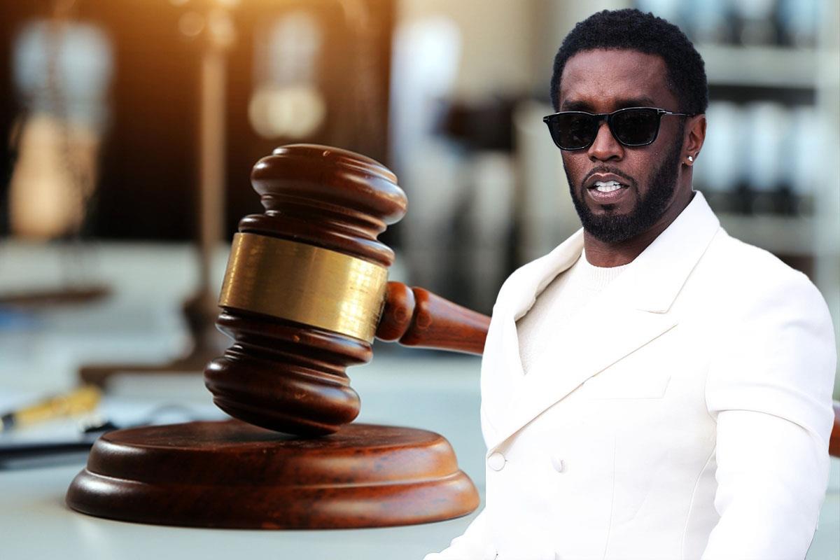 Reper Šon Didi Kombs i sudijski čekić, kolaž fotografija