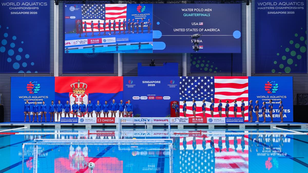 Vaterpolo reprezentacija Srbije na meču protiv SAD