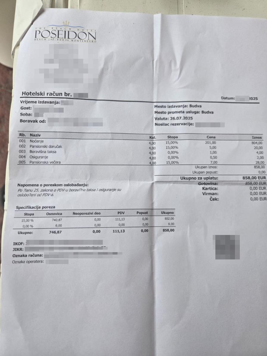 Crna Gora, odmor, Srbin prevaren u Crnoj Gori, hotel