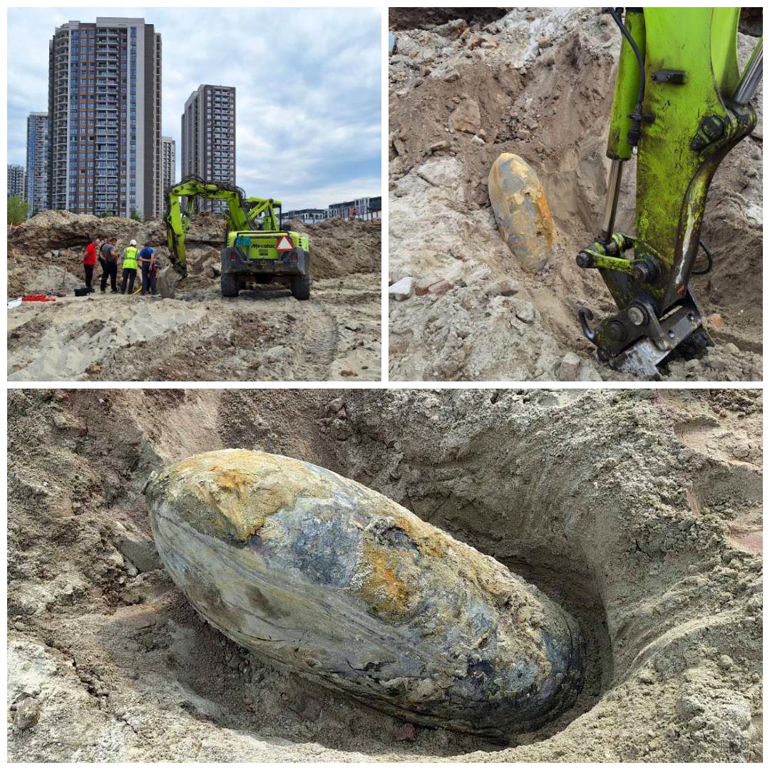 Tri slike avio-bombe iz Drugog svetskog rata na gradilištu Beograda na vodi