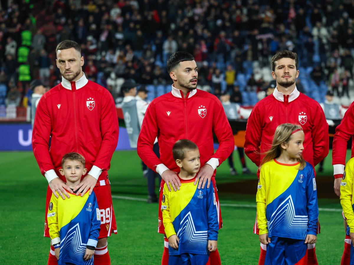 Marko Arnautović, Nemanja Radonjić i Tomas Handel na utakmici između Crvene zvezde i Lila