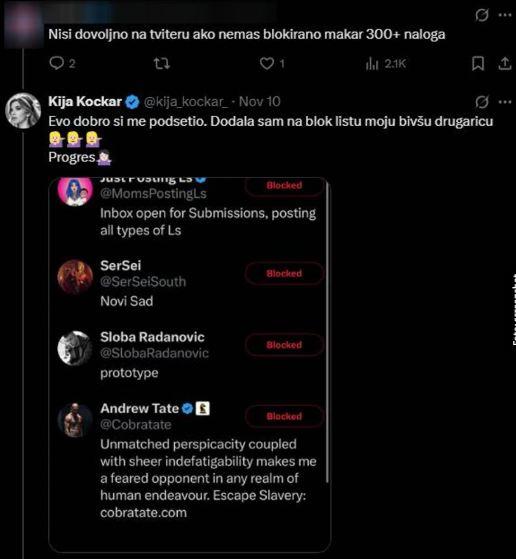 KIJA KOCKAR OBJAVILA BLOK LISTU! U jeku skandala sa Kaćom Živković, na spisku i bivši muž Sloba, a onda dodala i bivšu drugaricu