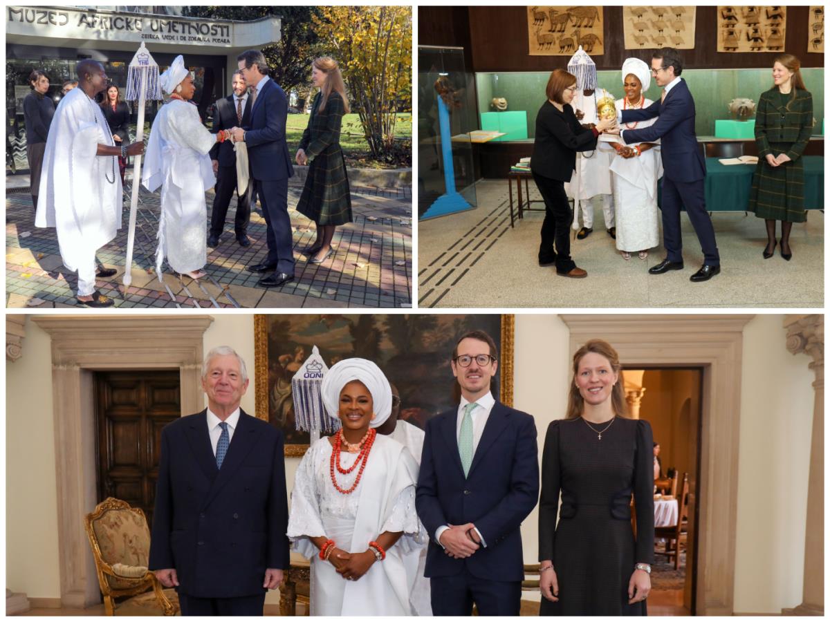 Aleksandar, Filip i Danica Karađorđević i kraljica Nigerije