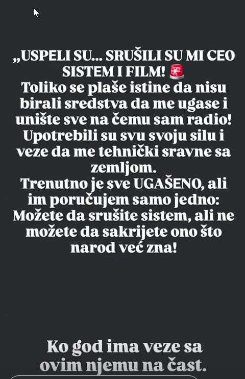 "TOLIKO SE PLAŠE ISTINE DA NISU BIRALI SREDSTVA": Zoli obrisali film o porodici Kulić, pa se oglasio na društvenim mrežama - Ako se ne javim...