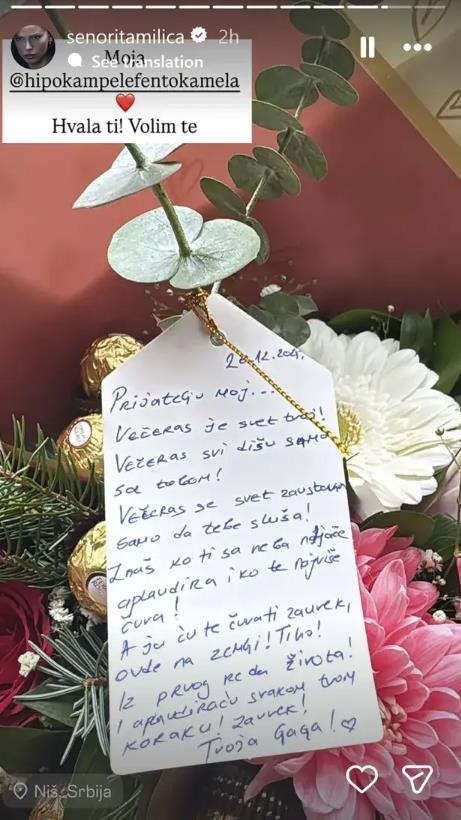 Milica Pavlović dobila dirljivu poruku od Dragane Mićanović