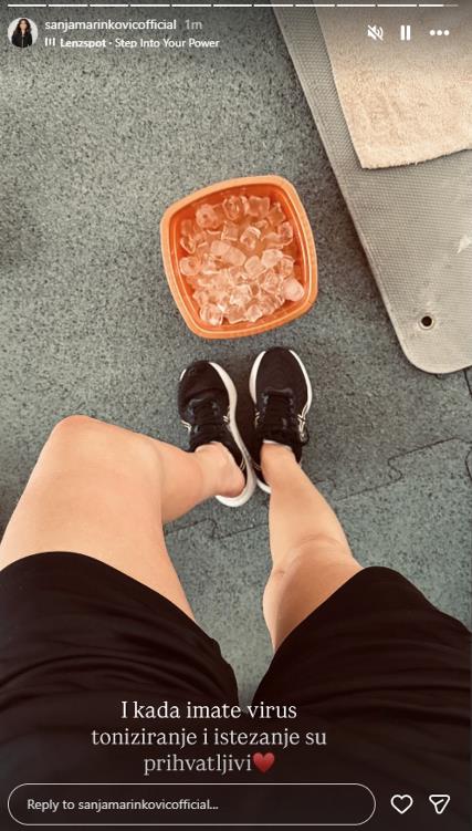 Sanja Marinković u teretani sa činijom leda