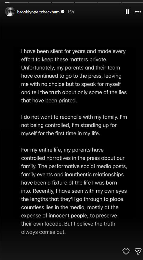 Prvo oglašavanje Bruklina Bekama o raskolu u porodici
